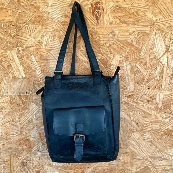 Asos black square leather backpack purse medium - Picture 1 of 10